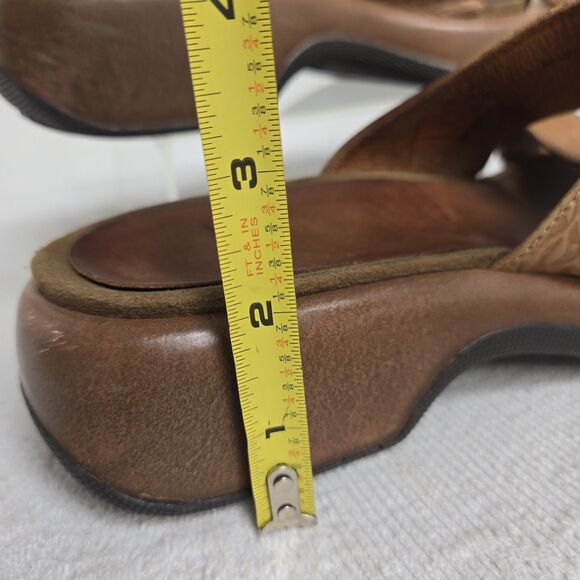 Dansko Brown Leather Chunky Sandals 40 Y2K Boho Cottage Fairycore Coachella 00s - Picture 9 of 9